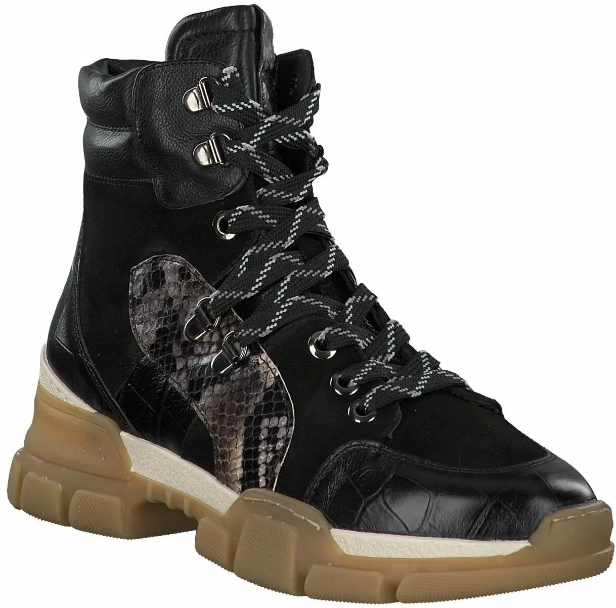 Damen-Schnürboots 102081814945 (Schwarz/Braun)