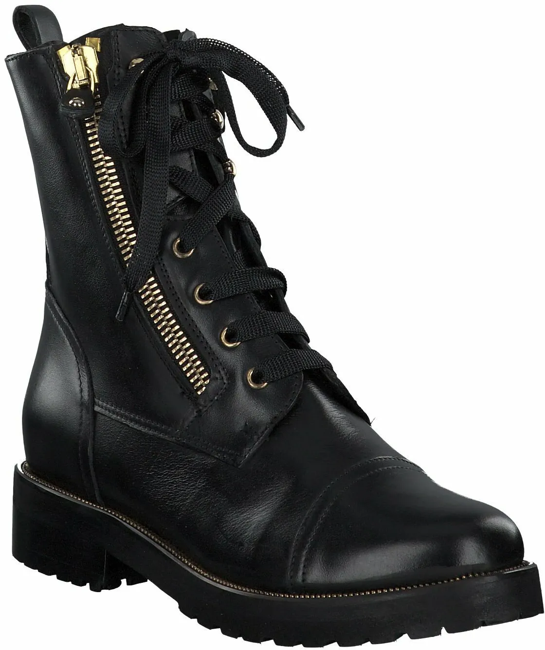 Damen Schnürboots aus Leder 102001425059 (Schwarz)