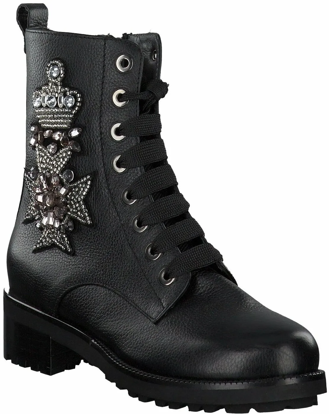 Damen-Schnürboots aus Leder 102001697126 (Schwarz)