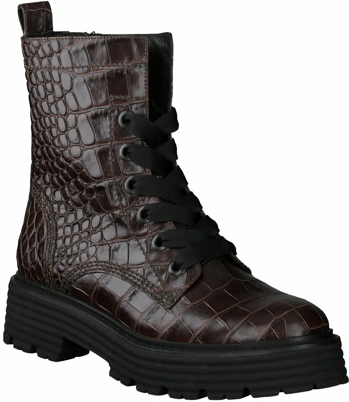 Damen-Schnürboots aus Leder 102205901647 (Braun)