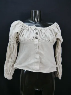 Gr.36 Trachtenbluse beige Bluse Amann Leinen schulterfrei TB7196