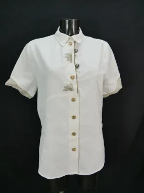 Gr.38 Trachtenbluse creme Bluse Meico Baumwollmischung mit Stickerei TB5987