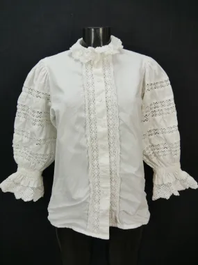 Gr.38 Trachtenbluse weiß Bluse Eger Baumwolle mit Spitze TB7303