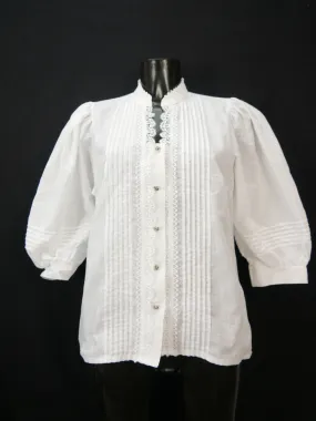 Gr.40 Trachtenbluse weiß Bluse Angelika Moden Baumwollmischung Spitze TB7185