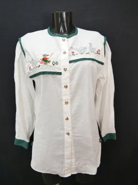 Gr.40 Trachtenbluse weiß Bluse Hess Baumwolle mit Stickerei Besatz TB6982