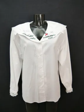 Gr.40 Trachtenbluse weiß Bluse Karlsbader Baumwollmischung Stickerei TB6973