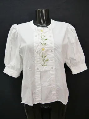 Gr.40 Trachtenbluse weiß Bluse Leico Baumwolle mit Stickerei TB6980