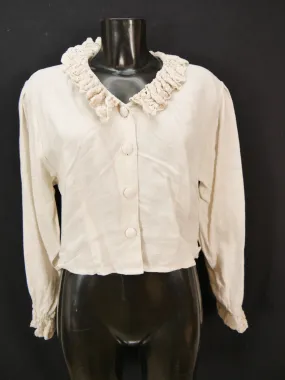 Gr.42 Trachtenbluse creme Bluse Hess Leinen mit toller Spitze TB6742