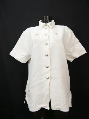 Gr.46 Trachtenbluse weiß Bluse H.Moser Leinenmischung mit Stickerei TB7139