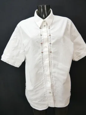 Gr.48 Trachtenbluse weiß Bluse Hammerschmid Baumwolle Spitze Stickerei TB8143