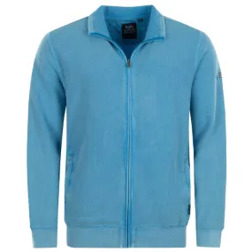 Hajo Sweatjacke im Garment-Dye-Look, lichtblau 